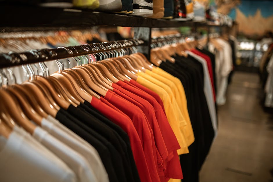 Neatly hanging clothes in a custom closet